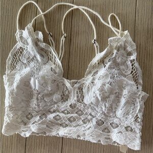 Free People Lace Bralette Crop Top - White size Small